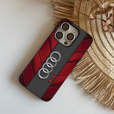 Audi iPhone case red and gray with logo in the center 026