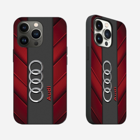 Audi iPhone case red and gray with logo in the center 026