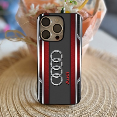 Audi phone case with red elements and logo in the middle 034