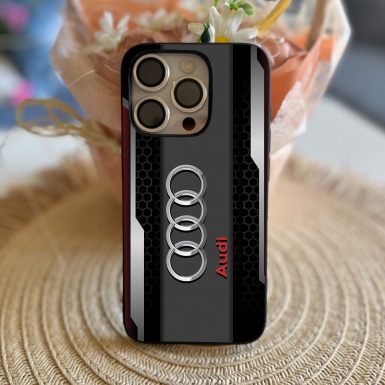 Audi iPhone case red black gray with logo in the middle 035