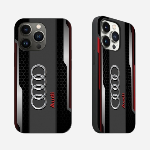 Audi iPhone case red black gray with logo in the middle 035