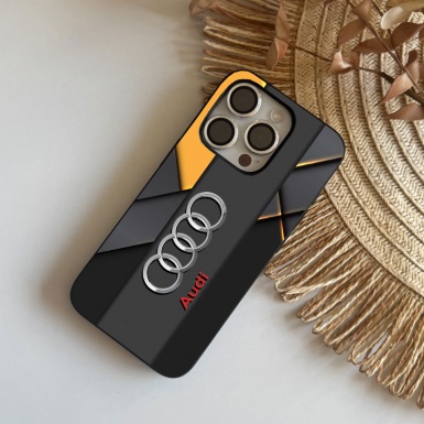 Audi  case for iPhone with elements yellow and gray with logo in the center 036