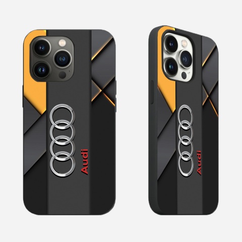 Audi  case for iPhone with elements yellow and gray with logo in the center 036