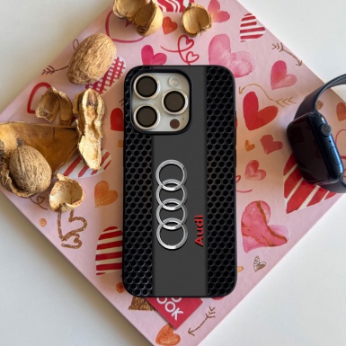 Audi durable silicone phone case black with logo in the center 038