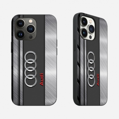 Audi iPhone case gray with 3D elements and logo 039