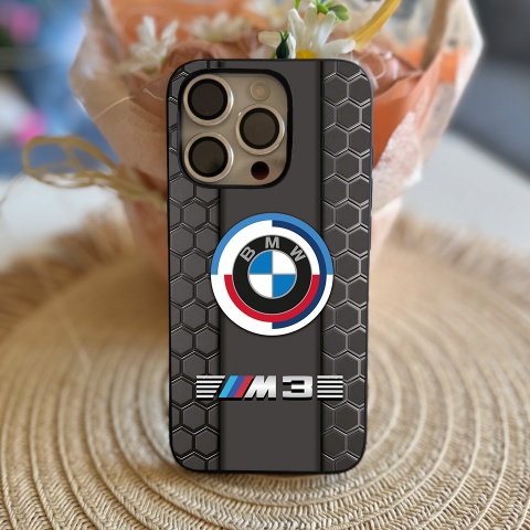 BMW M3 slim phone case with honeycomb elements and logo 005