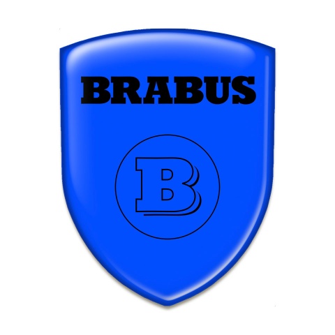 Brabus 3D Gel Emblem High-Quality Blue Base with Black Logo