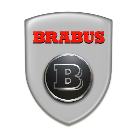 Brabus Car Accessories Badge Stylish Grey Base Red Logo