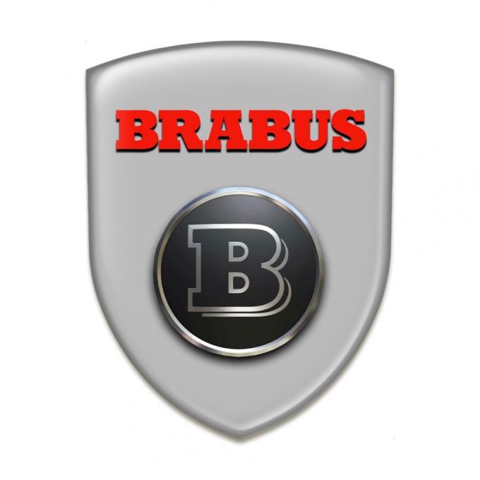 Brabus Car Accessories Badge Stylish Grey Base Red Logo