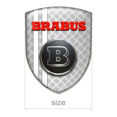 Brabus Car Interior Badge Grey Mesh Base White Stripes 