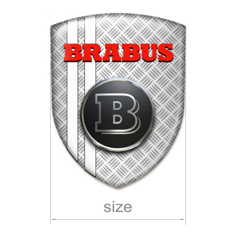Brabus Car Interior Badge Grey Mesh Base White Stripes 