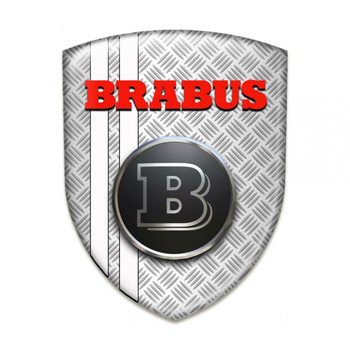 Brabus Car Interior Badge Grey Mesh Base White Stripes 