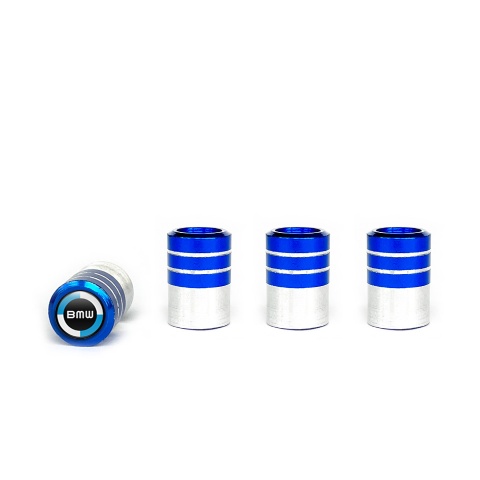 BMW Tyre Valve Caps Blue - Aluminium 4 pcs New Style logo