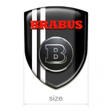 Brabus Emblem Badge Logo High End Black Warp with White Lines 