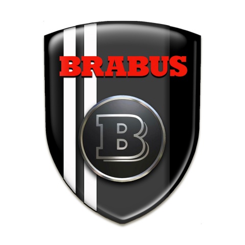 Brabus Emblem Badge Logo High End Black Warp with White Lines 