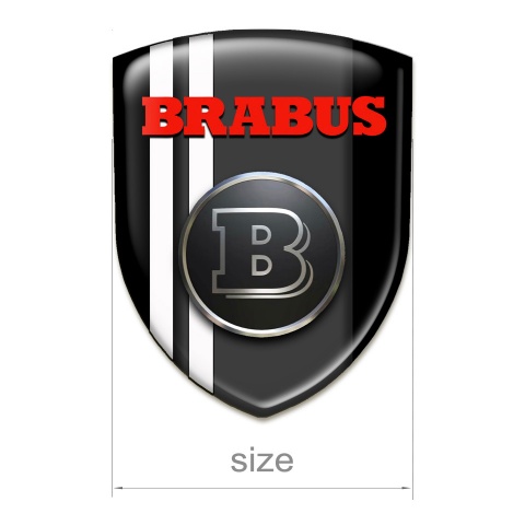 Brabus Emblem Badge Logo High End Black Warp with White Lines 