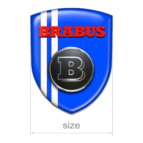 Brabus Domed Emblem Racing Edition Blue Background White lines and Red Logo