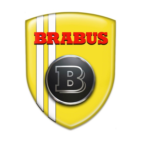 Brabus Silicone Emblem High End Yellow White Base Red Logo Style 