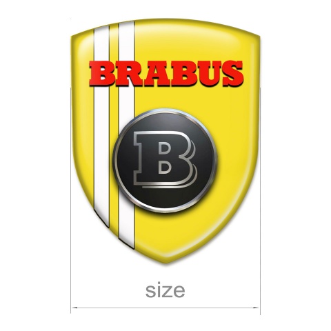 Brabus Silicone Emblem High End Yellow White Base Red Logo Style 