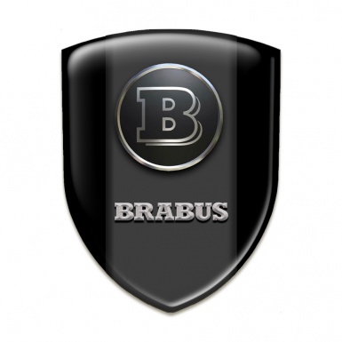 Brabus 3D Gel Emblem Black Background Graphite Logo Panel 