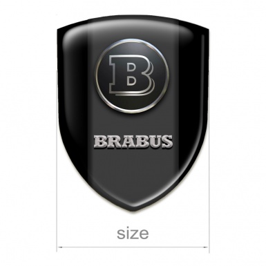 Brabus 3D Gel Emblem Black Background Graphite Logo Panel 
