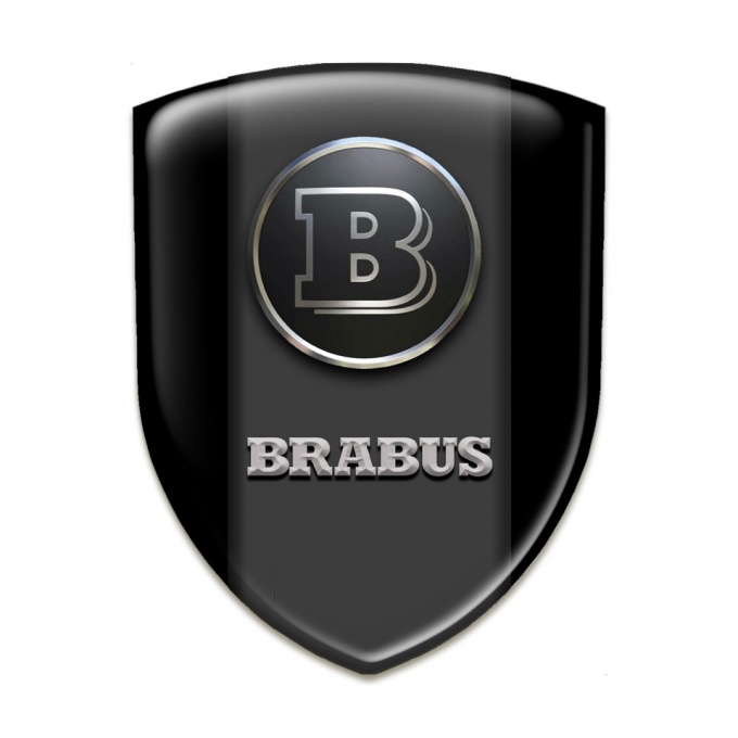 Brabus 3D Gel Emblem Black Background Graphite Logo Panel 