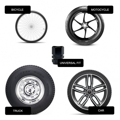 BMW Valve Steam Caps Black 4 pcs Blue White Logo