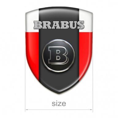 Brabus Logo Emblem Premium Quality Red White Base Graphite Central Panel 