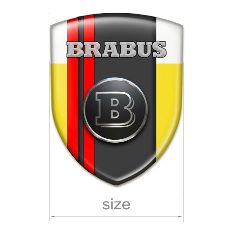 Brabus Domed Emblem Yellow White Base with Red Lines Design 