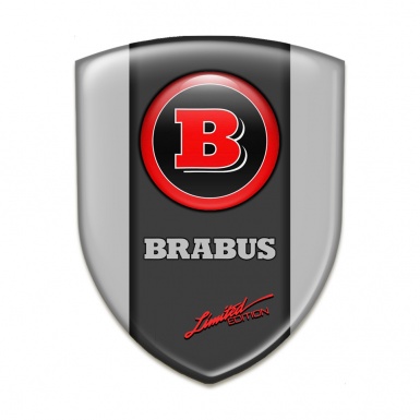 Brabus Emblem Exterior Gray Base Graphit Panel with Red Logo 