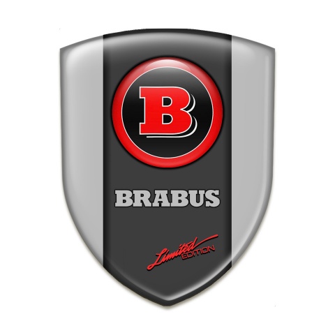 Brabus Emblem Exterior Gray Base Graphit Panel with Red Logo 