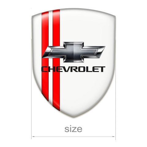 Chevrolet Emblem Exterior White Print Red Lines Chrome Logo Style 