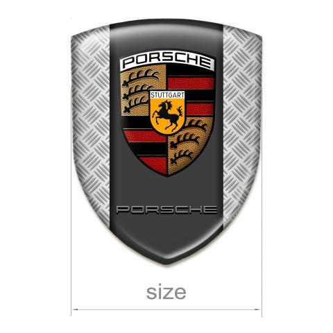 Porsche Tuning Emblem Racing Edition Grey Mesh Base Classic Logo 