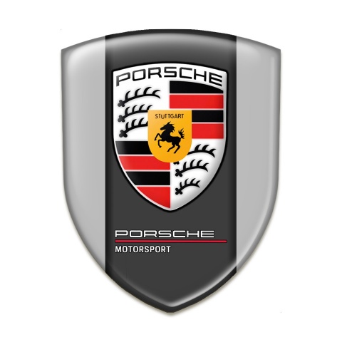 Porsche Self Adhesive Car logo Emblem Grey Base White Red Logo Design 
