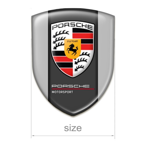 Porsche Self Adhesive Car logo Emblem Grey Base White Red Logo Design 