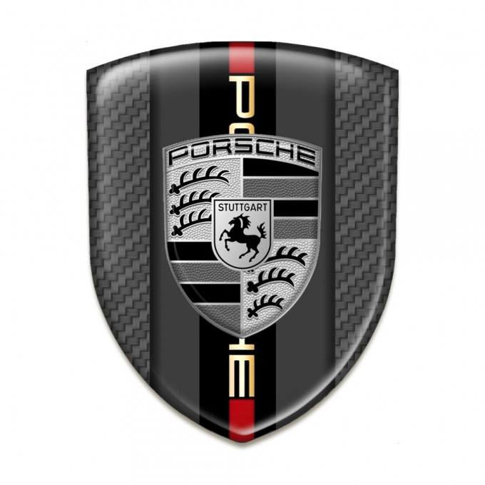 Porsche Car Interior Badge Carbon Background Grey Logo Motive 