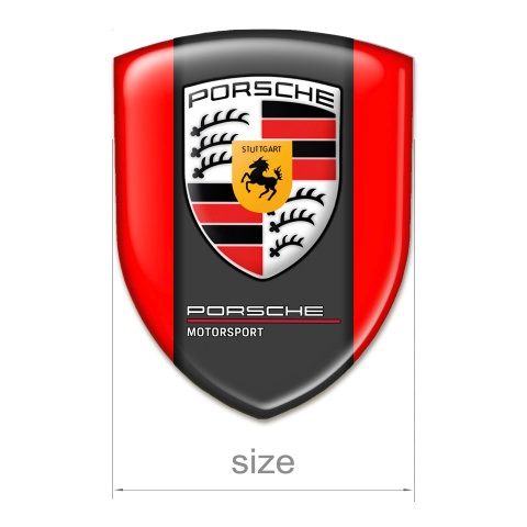 Porsche Silicone Car Decal Badge Red Warp and White Red Logo Style 