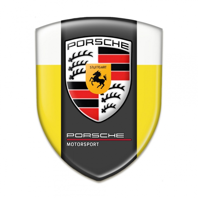 Porsche Resin Sticker High End Yellow White Base Graphite Central Panel  