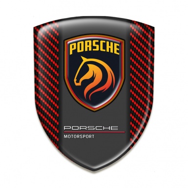 Porsche Auto Emblem High Quality Red Carbon Orange Logo Motiv 