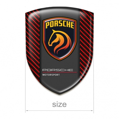Porsche Auto Emblem High Quality Red Carbon Orange Logo Motiv 