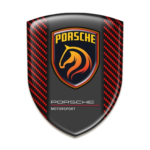 Porsche Auto Emblem High Quality Red Carbon Orange Logo Motiv 