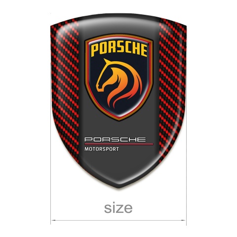 Porsche Auto Emblem High Quality Red Carbon Orange Logo Motiv 