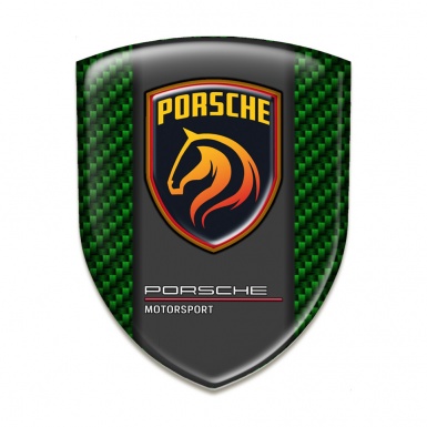 Porsche Logo Emblem Racing Edition Green Carbon Orange Logo Motiv