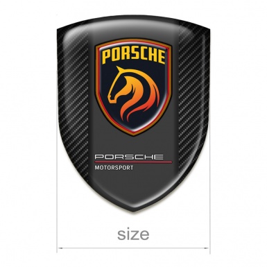 Porsche Self Adhesive Emblem Logo Dark Carbon Orange Logo Motiv