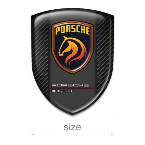 Porsche Self Adhesive Emblem Logo Dark Carbon Orange Logo Motiv