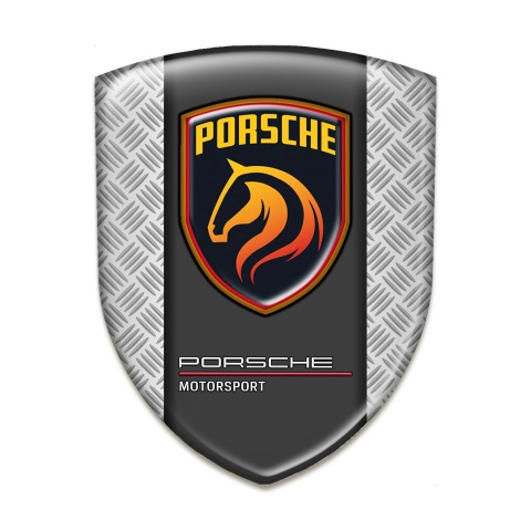 Porsche Self Adhesive Emblem Logo Grey Nesh Base Orange Logo Motiv