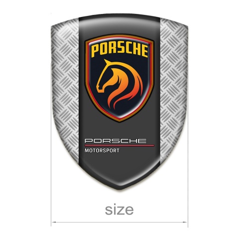 Porsche Self Adhesive Emblem Logo Grey Nesh Base Orange Logo Motiv