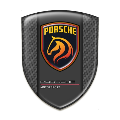 Porsche Domed Emblem Dark Base Orange Logo Motiv