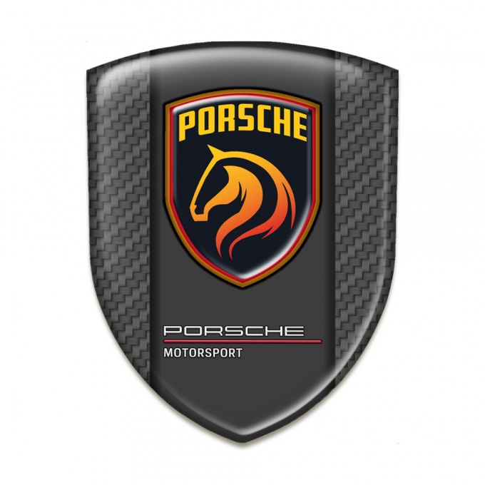 Porsche Domed Emblem Dark Base Orange Logo Motiv