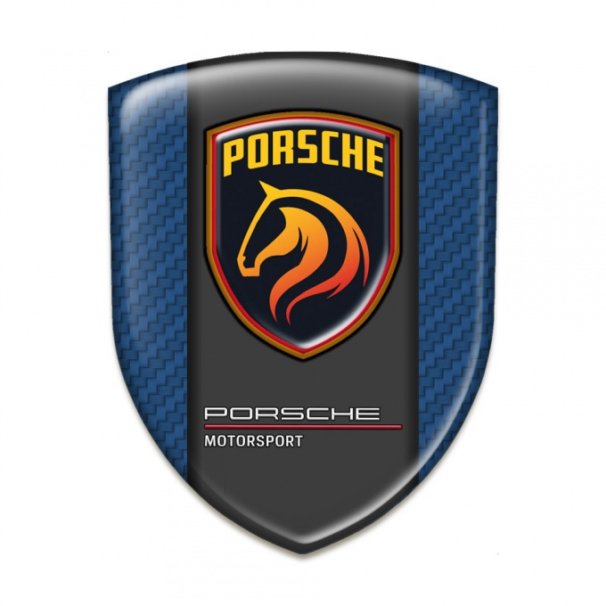 Porsche Silicone Emblem Premium Quality Navy Blue carbon Orange logo Style 